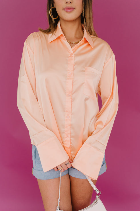 Satin Summer Top// Peach